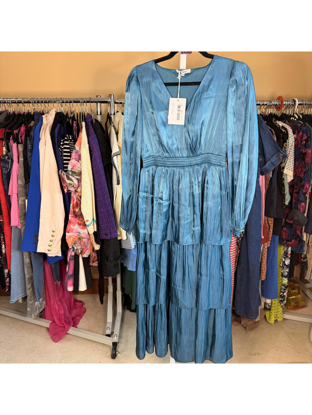 * BAEVELY | Sz. Small Blue Tiered Ruffle Dress PTP: 16.5" NWT